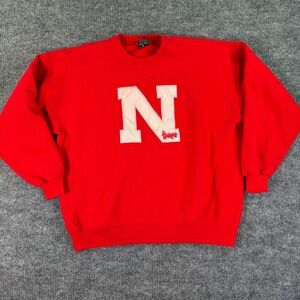 Vintage Nebraska Huskers Sweatshirt Mens XL Red Crewneck Pullover Soffe Patch